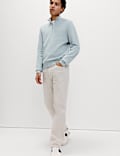 Cotton Rich Textured Half Zip Jumper
