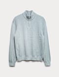 Cotton Rich Textured Half Zip Jumper