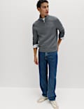 Cotton Rich Textured Half Zip Jumper