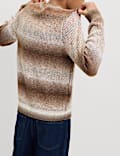 Ombre Stripe Crew Neck Jumper with Wool