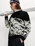 Merino Wool Rich Boucle Mountain Scene Jumper
