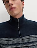 Striped Half Zip Soft Jumper