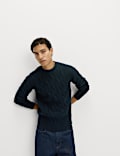 Cable Crew Neck Jumper with Wool