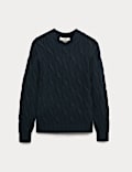 Cable Crew Neck Jumper with Wool