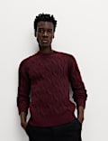 Cable Crew Neck Jumper with Wool