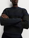 Textured Crew Neck Jumper with Wool