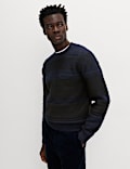Textured Crew Neck Jumper with Wool
