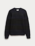 Textured Crew Neck Jumper with Wool