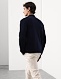 Cashmere and Wool Blend Collared Knitted Jacket