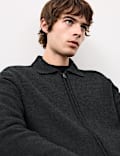 Cashmere and Wool Blend Collared Knitted Jacket