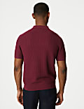 Textured Knitted Polo Shirt with Linen