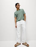 Pure Cotton Open Neck Knitted Polo Shirt