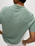 Pure Cotton Open Neck Knitted Polo Shirt