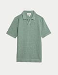 Pure Cotton Open Neck Knitted Polo Shirt