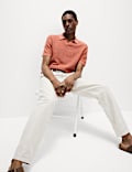 Pure Cotton Open Neck Knitted Polo Shirt