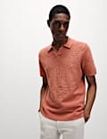 Pure Cotton Open Neck Knitted Polo Shirt