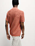 Pure Cotton Open Neck Ribbed Knitted Polo Shirt