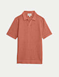 Pure Cotton Open Neck Knitted Polo Shirt
