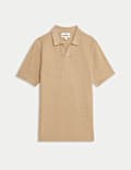 Pure Cotton Open Neck Knitted Polo Shirt