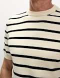 Camiseta de punto de rayas de algod&oacute;n
