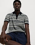 Pure Cotton Striped Knitted Polo Shirt