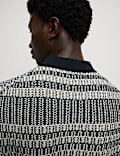Pure Cotton Striped Knitted Polo Shirt