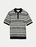 Pure Cotton Striped Knitted Polo Shirt