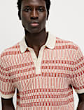 Pure Cotton Striped Knitted Polo Shirt