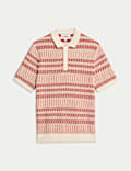 Pure Cotton Striped Knitted Polo Shirt
