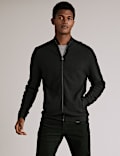 Gilet 100 % cachemire &agrave; motif textur&eacute; avec fermeture &agrave; glissi&egrave;re