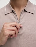 Cotton Rich Half Zip Knitted Polo Shirt
