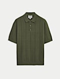 Pure Cotton Textured Knitted Polo Shirt