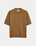 Pure Cotton Textured Knitted Polo Shirt