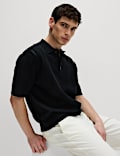 Pure Cotton Textured Knitted Polo Shirt