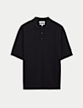 Pure Cotton Textured Knitted Polo Shirt