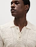 Cotton Blend Crochet Knitted Polo Shirt