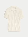 Cotton Blend Crochet Knitted Polo Shirt