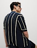 Pure Cotton Striped Knitted Polo Shirt