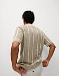 Pure Cotton Striped Knitted Polo Shirt