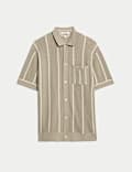 Pure Cotton Striped Knitted Polo Shirt