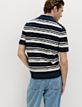 Cotton Rich Bold Striped Boucle Polo Shirt