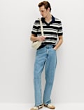 Cotton Rich Bold Striped Boucle Polo Shirt