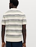 Cotton Rich Bold Striped Boucle Polo Shirt