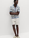 Pure Cotton Mosaic Button-Through Polo Shirt
