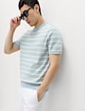 Cotton Rich Striped Knitted T-Shirt