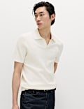 Cotton Rich Rib Texture Open Neck Polo Shirt