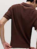 Cotton Rich Rib Texture Open Neck Polo Shirt
