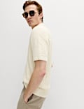 Pure Cotton Textured Knitted Polo Shirt