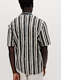 Cotton Textured Striped Knitted Polo Shirt