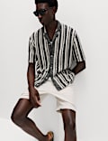 Cotton Textured Striped Knitted Polo Shirt
